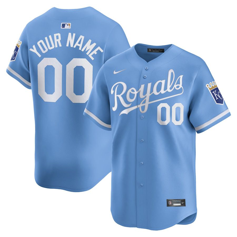 Men Kansas City Royals Nike Light Blue Alternate Limited Custom MLB Jersey
